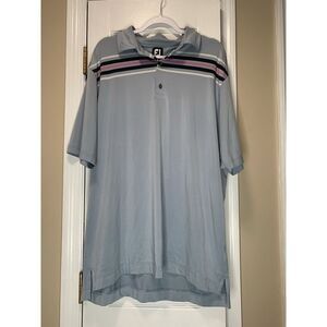Mens Footjoy Golf Polo Blue Navy Pink Striped XXL 2XL